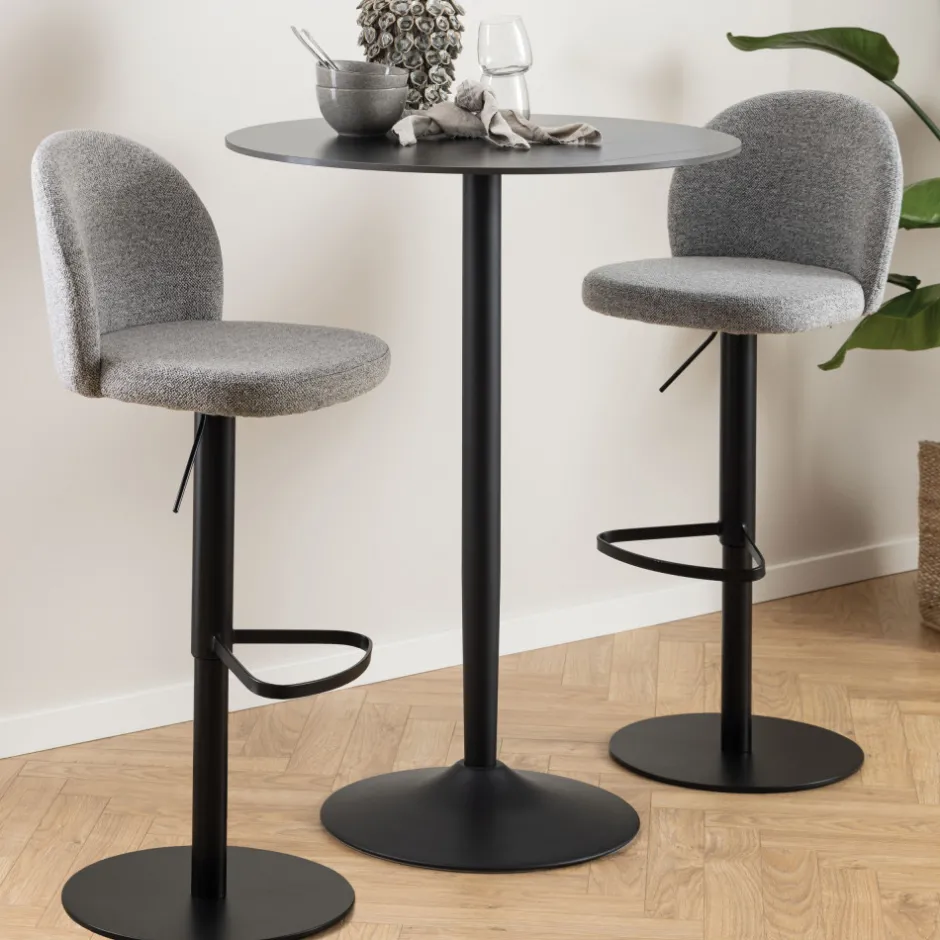 Best Drawer COLOBURA Tabouret de bar réglable en tissu et métal H55-80cm