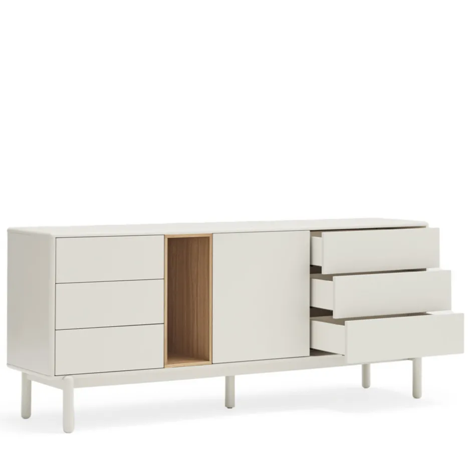 Best Teulat CORVO Buffet 1 porte 6 tiroirs en bois L180cm