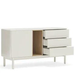 Outlet Teulat CORVO Buffet 1 porte 3 tirois en bois L136,8cm