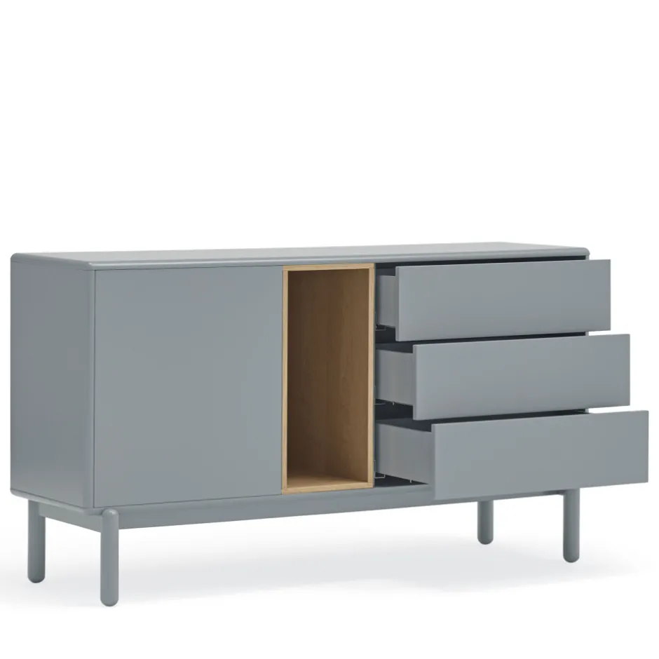 Outlet Teulat CORVO Buffet 1 porte 3 tirois en bois L136,8cm
