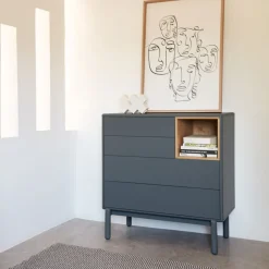 Online Teulat CORVO Commode 4 tiroirs 1 niche en bois L90xH90cm