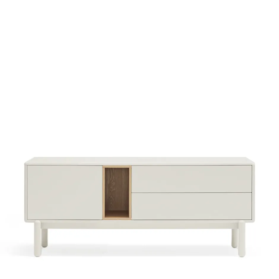 New Teulat CORVO Meuble tv 1 porte 1 niche et tiroir en bois L140cm