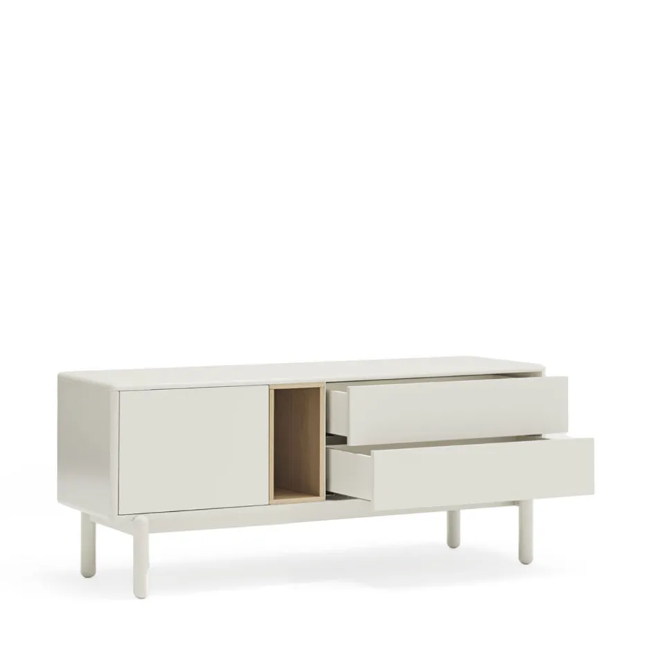 New Teulat CORVO Meuble tv 1 porte 1 niche et tiroir en bois L140cm