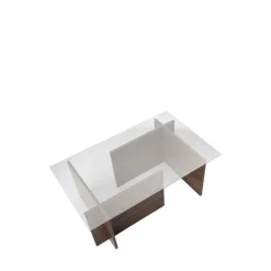 Clearance Drawer CUBIX II Table basse en verre trempé et bois