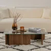 Clearance Drawer CUBIX Table basse en verre trempé et bois