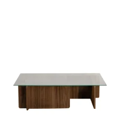 Clearance Drawer CUBIX Table basse en verre trempé et bois