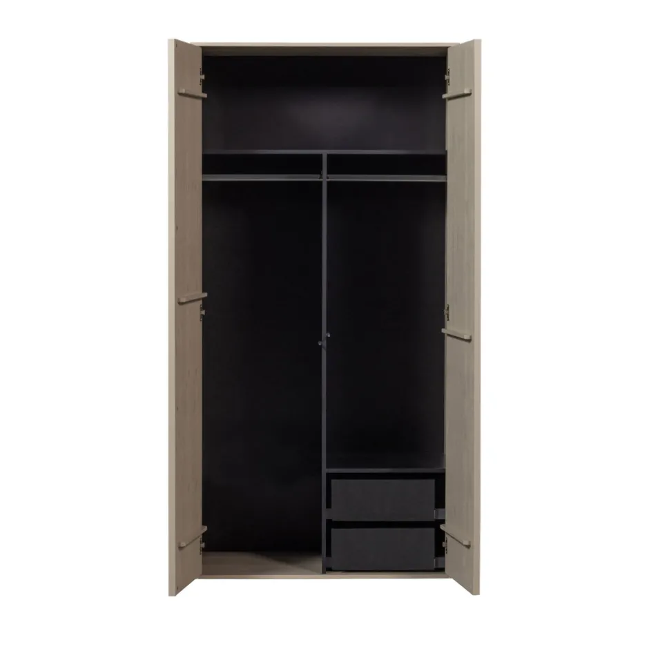 Hot Vtwonen DAILY Armoire 2 portes, 2 tiroirs en bois H200cm
