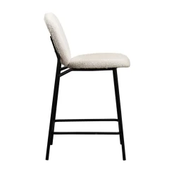 New Drawer DALBY Lot de 2 tabourets de bar en tissu bouclette et métal H65cm