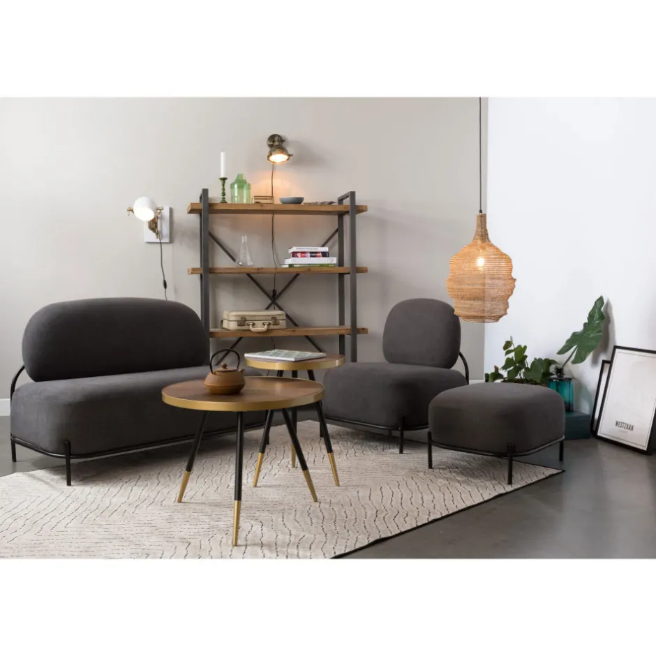 Discount No name DENISE Table basse ronde en métal et bois ø61cm