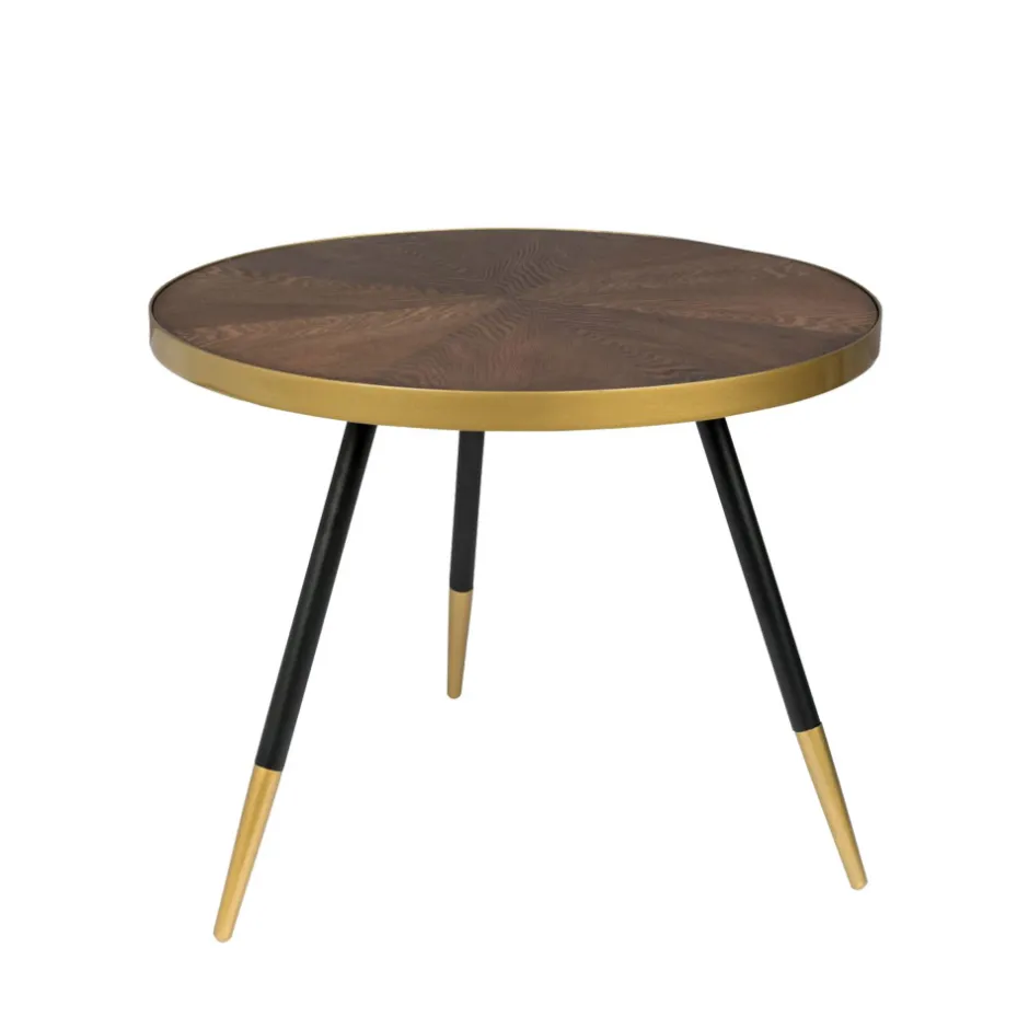 Discount No name DENISE Table basse ronde en métal et bois ø61cm