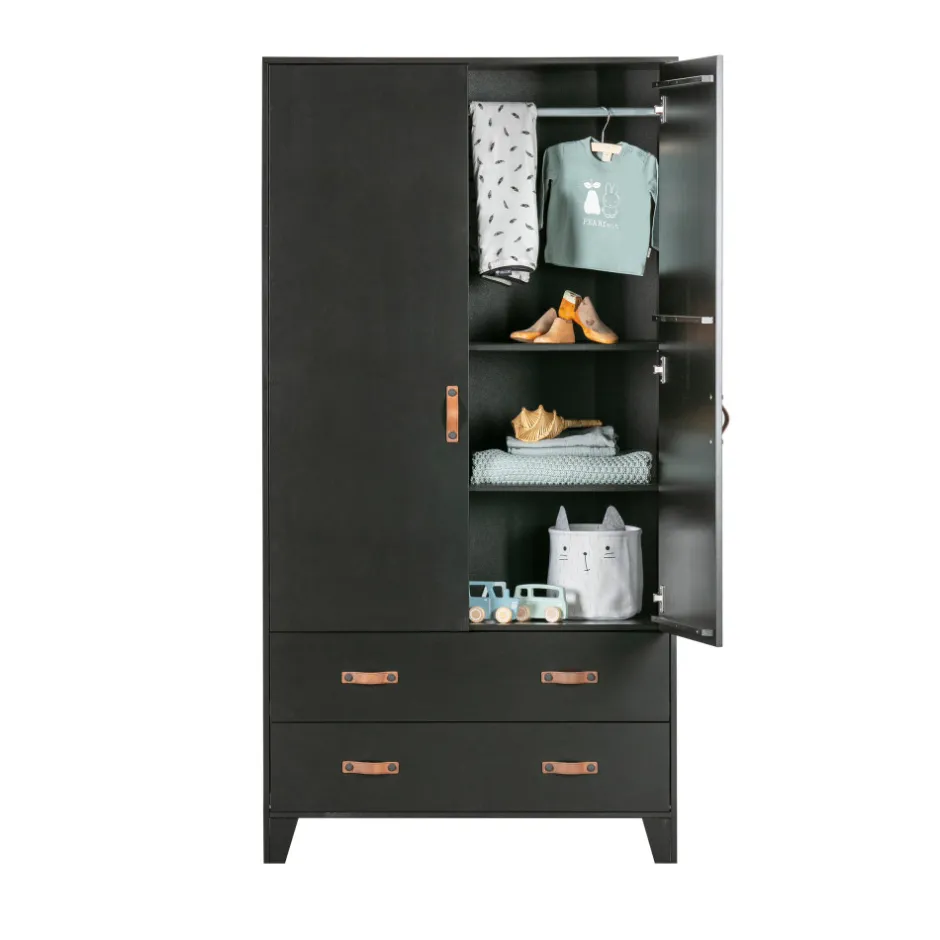 Woood DIAN Armoire vestiaire pour enfant 2 portes 2 tiroirs