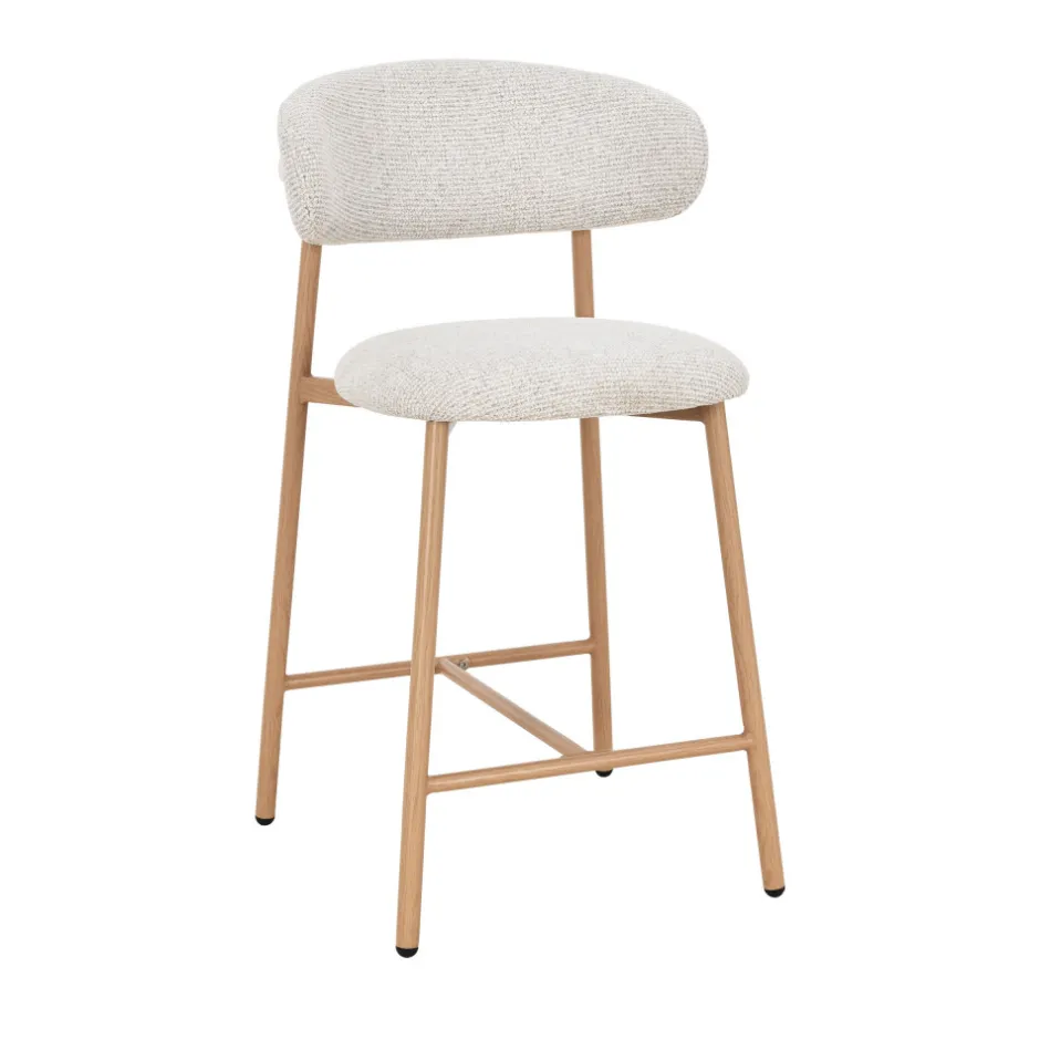 Online Drawer DRACO Lot de 2 chaises de bar en tissu pieds effet bois clair H65cm