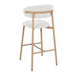 Online Drawer DRACO Lot de 2 chaises de bar en tissu pieds effet bois clair H65cm