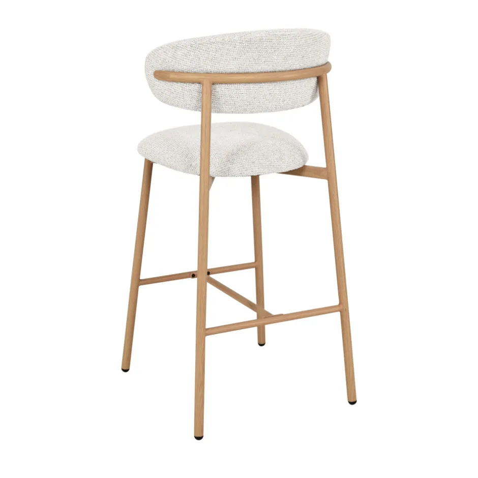 Online Drawer DRACO Lot de 2 chaises de bar en tissu pieds effet bois clair H65cm