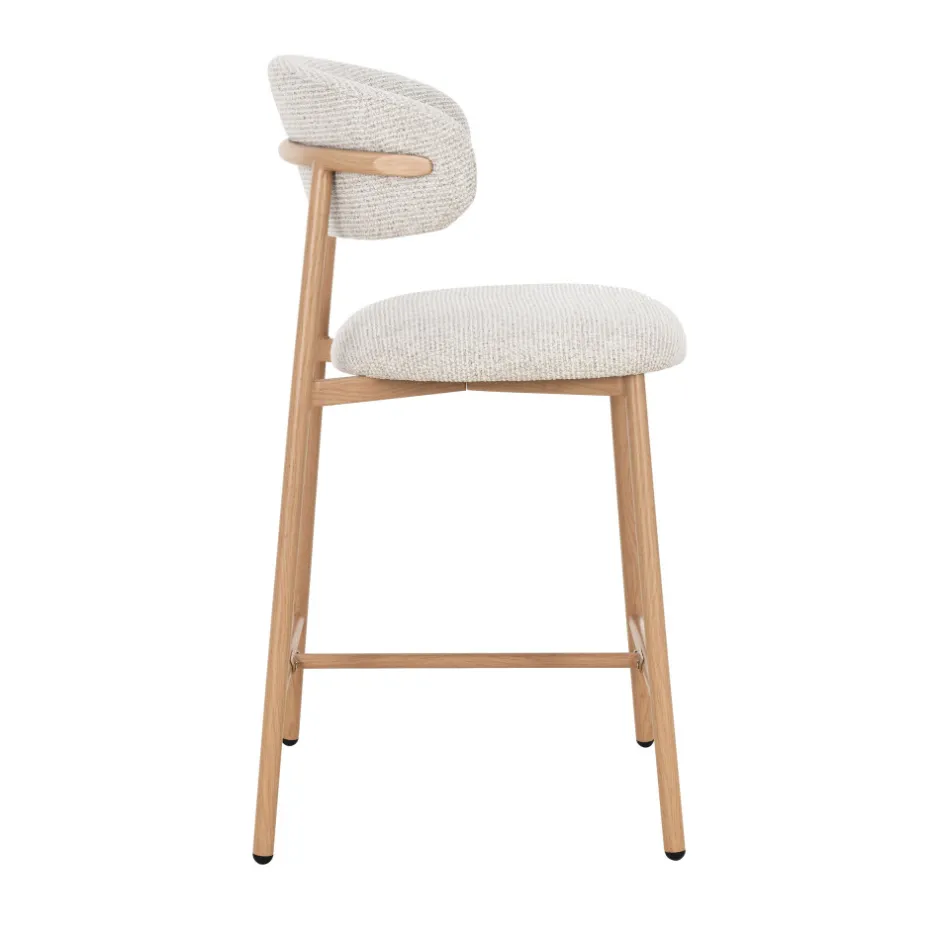 Online Drawer DRACO Lot de 2 chaises de bar en tissu pieds effet bois clair H65cm