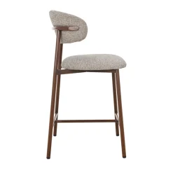 New Drawer DRACO Lot de 2 chaises de bar en tissu pieds effet bois foncé H65cm