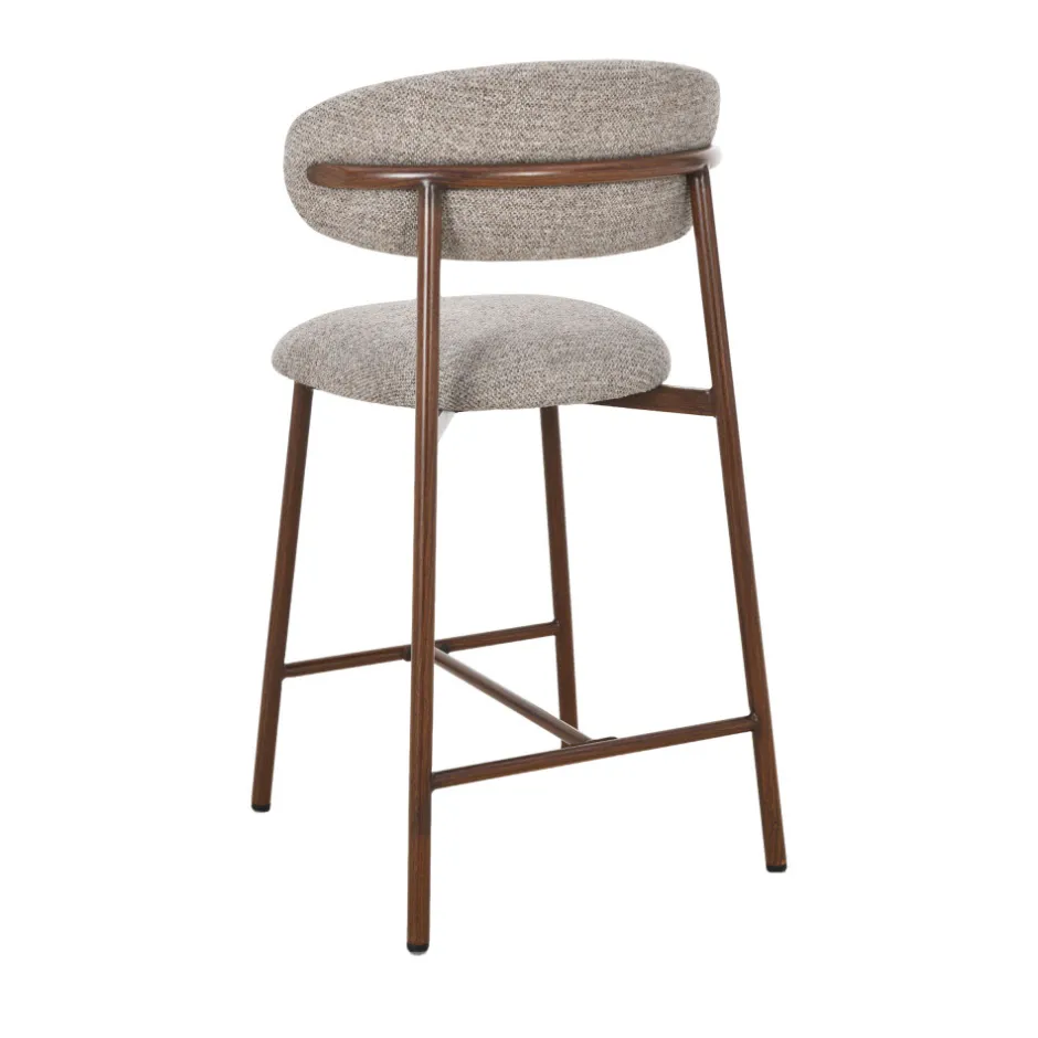 New Drawer DRACO Lot de 2 chaises de bar en tissu pieds effet bois foncé H65cm