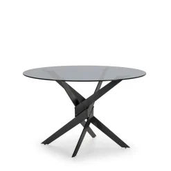 Discount No name DRAVON Table à manger 4 personnes en verre trempé et métal