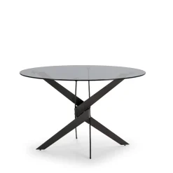Discount No name DRAVON Table à manger 4 personnes en verre trempé et métal