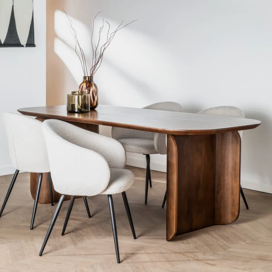 New Drawer DUMAI Table à manger 8 personnes en bois massif