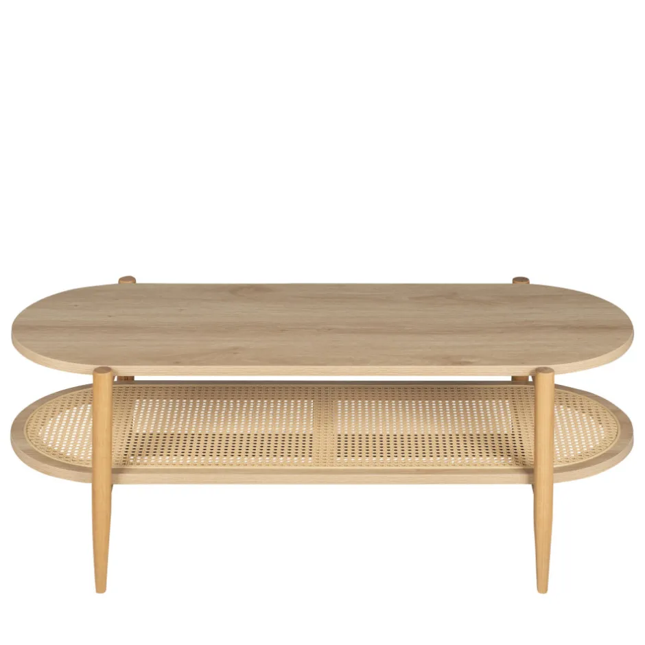 Best Drawer ELLOS Table basse ovale en bois et cannage