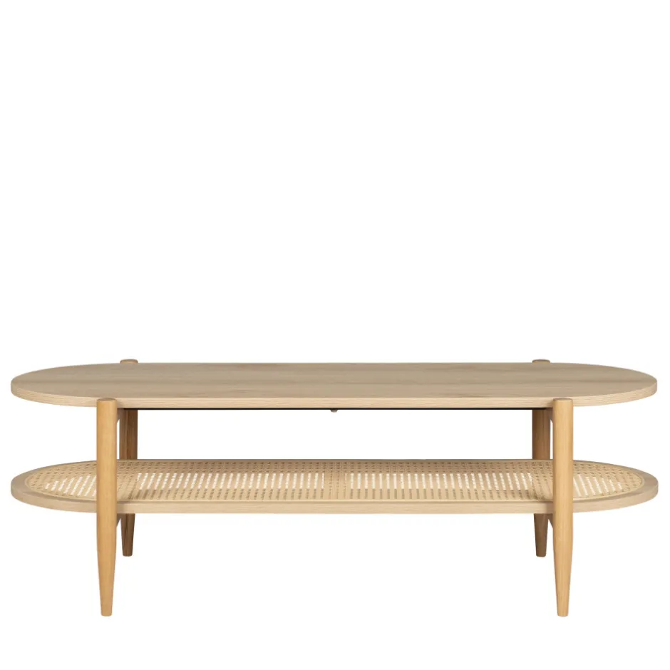 Best Drawer ELLOS Table basse ovale en bois et cannage