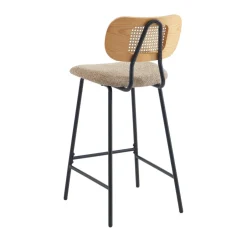 Clearance No name EMA Lot de 2 tabourets de bar en tissu bouclette et métal H66,5cm