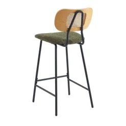 Clearance No name EMA Lot de 2 tabourets de bar en tissu bouclette et métal H66,5cm