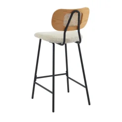 Clearance No name EMA Lot de 2 tabourets de bar en tissu bouclette et métal H66,5cm
