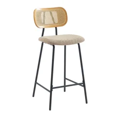 Clearance No name EMA Lot de 2 tabourets de bar en tissu bouclette et métal H66,5cm