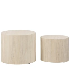 New Drawer EQUICOLA Lot de 2 tables d'appoint ovales en effet travertin