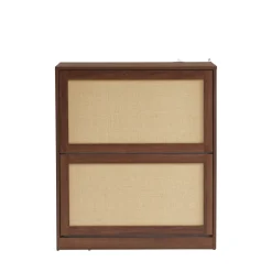 Outlet No name ESTELA Meuble à chaussures 2 portes en bois et cannage L80cm
