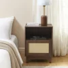 Online No name ESTELA Table de chevet 1 porte en bois et cannage
