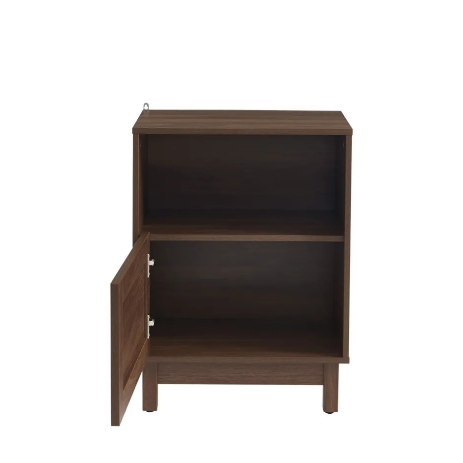 Online No name ESTELA Table de chevet 1 porte en bois et cannage