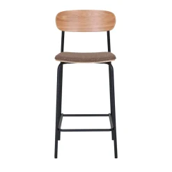 Discount House Nordic ESTEPONA Lot de 2 tabourets de bar en bois, tissu et métal H66cm