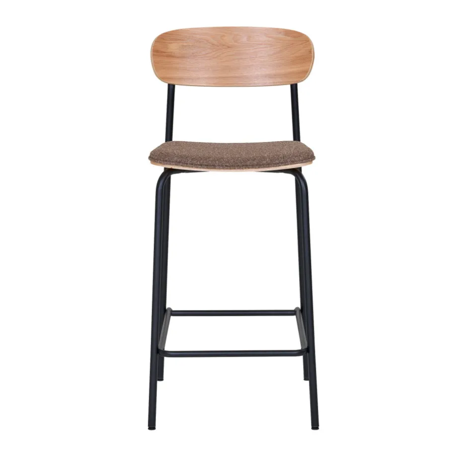 Discount House Nordic ESTEPONA Lot de 2 tabourets de bar en bois, tissu et métal H66cm