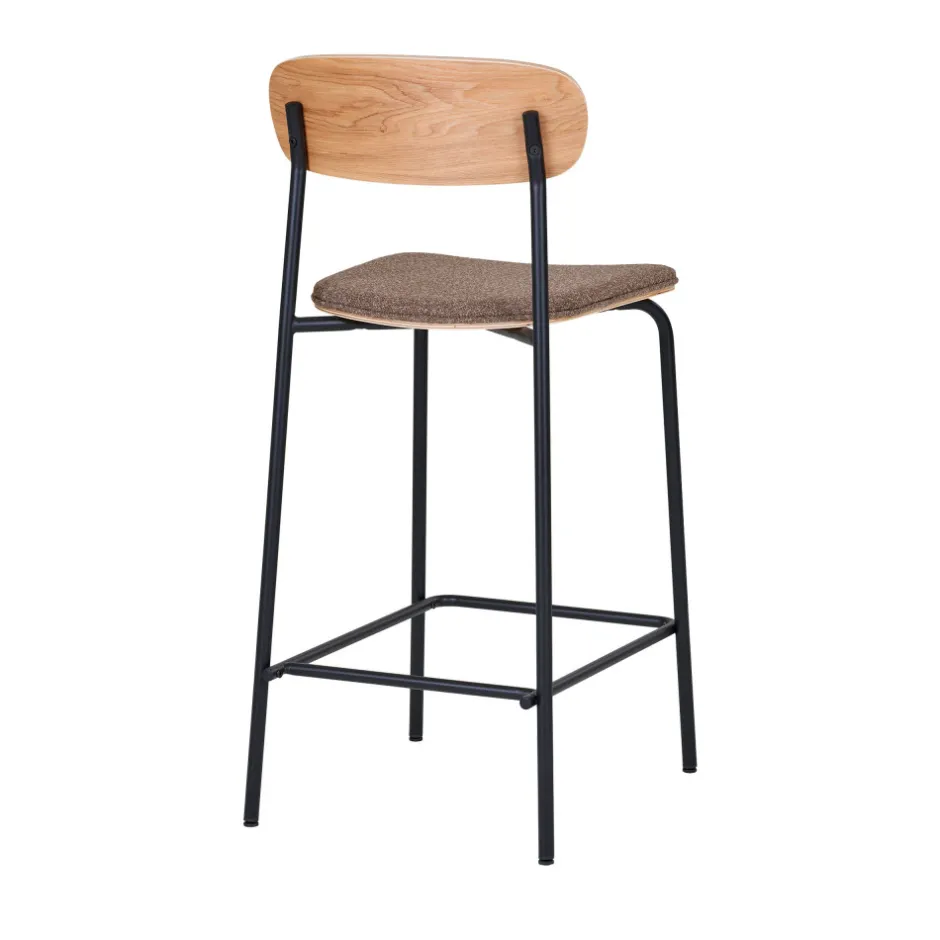 Discount House Nordic ESTEPONA Lot de 2 tabourets de bar en bois, tissu et métal H66cm
