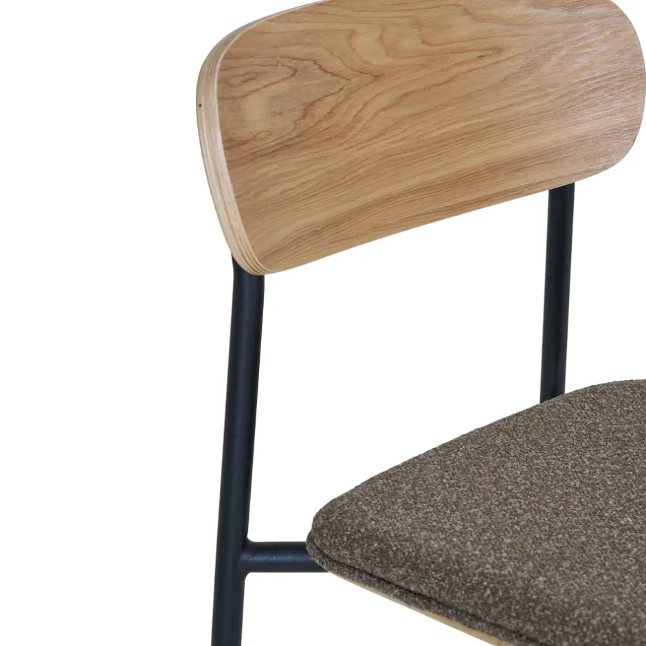 Discount House Nordic ESTEPONA Lot de 2 tabourets de bar en bois, tissu et métal H66cm