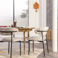 Online Drawer ESTER Lot de 2 chaises en tissu bouclette et métal