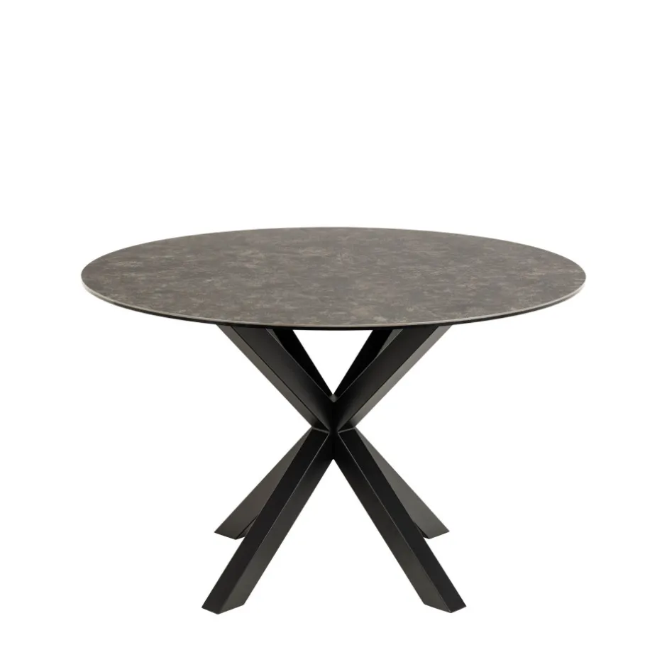 Sale Drawer EURAME Table à manger 4 places ronde en céramique et métal
