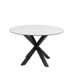 Sale Drawer EURAME Table à manger 4 places ronde en céramique et métal