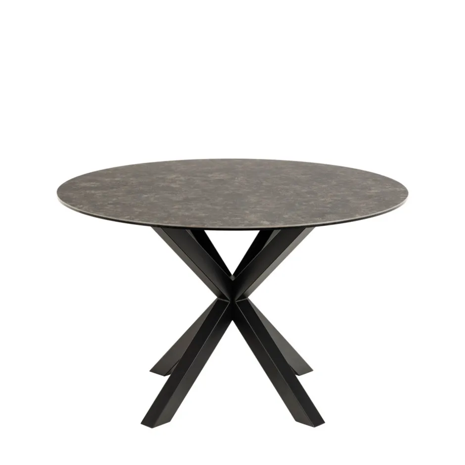 Sale Drawer EURAME Table à manger 4 places ronde en céramique et métal