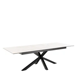 Discount Drawer EURAME Table à manger extensible 6 à 12 personnes en céramique et métal 200-240x100cm