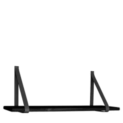 New House Nordic FORNO Etagère murale en bois et cuir 120x20 cm