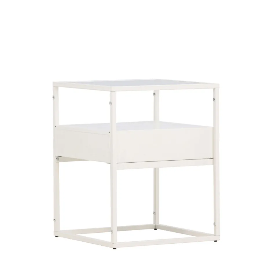 Online Venture Home FORTALEZA Table de chevet 1 tiroir en verre et métal
