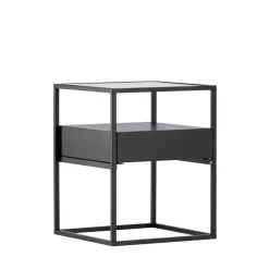 Online Venture Home FORTALEZA Table de chevet 1 tiroir en verre et métal