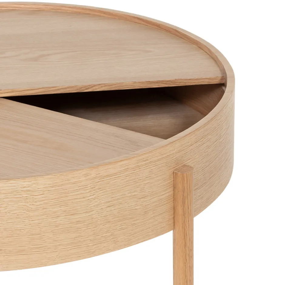 Drawer GISELE Table basse ronde avec rangement en bois ø80cm