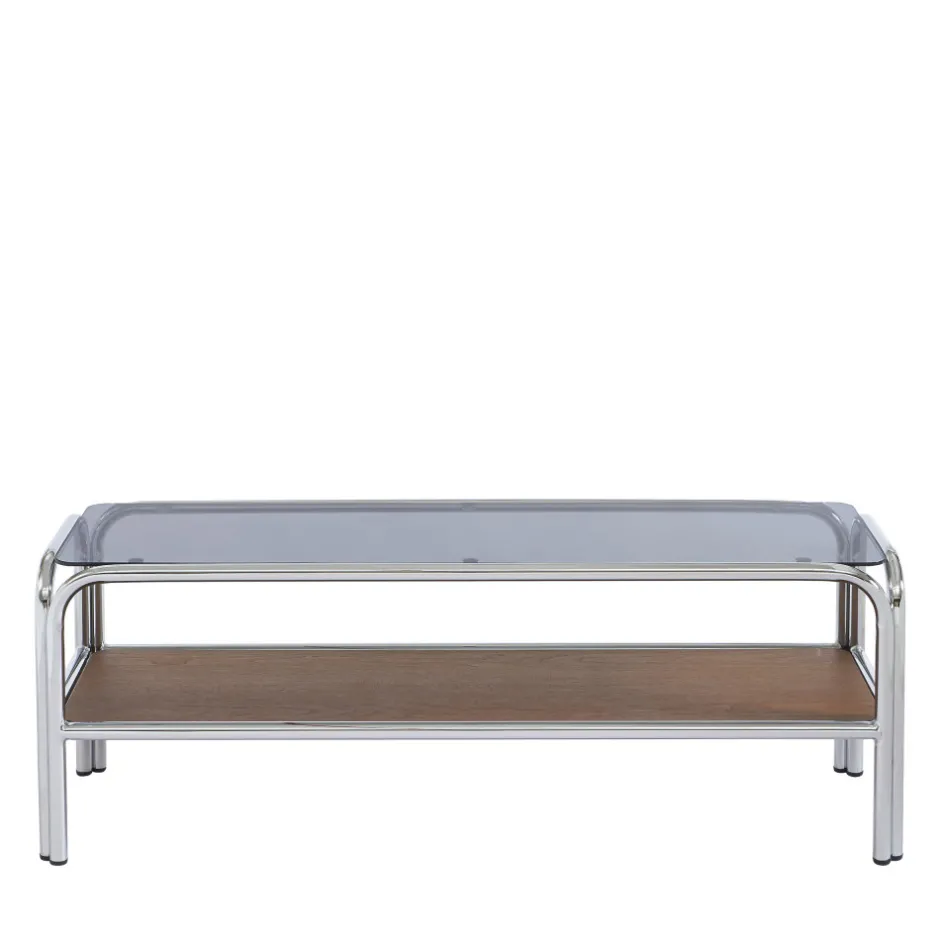 Hot No name GLISS Meuble TV en verre pieds chrome L120cm
