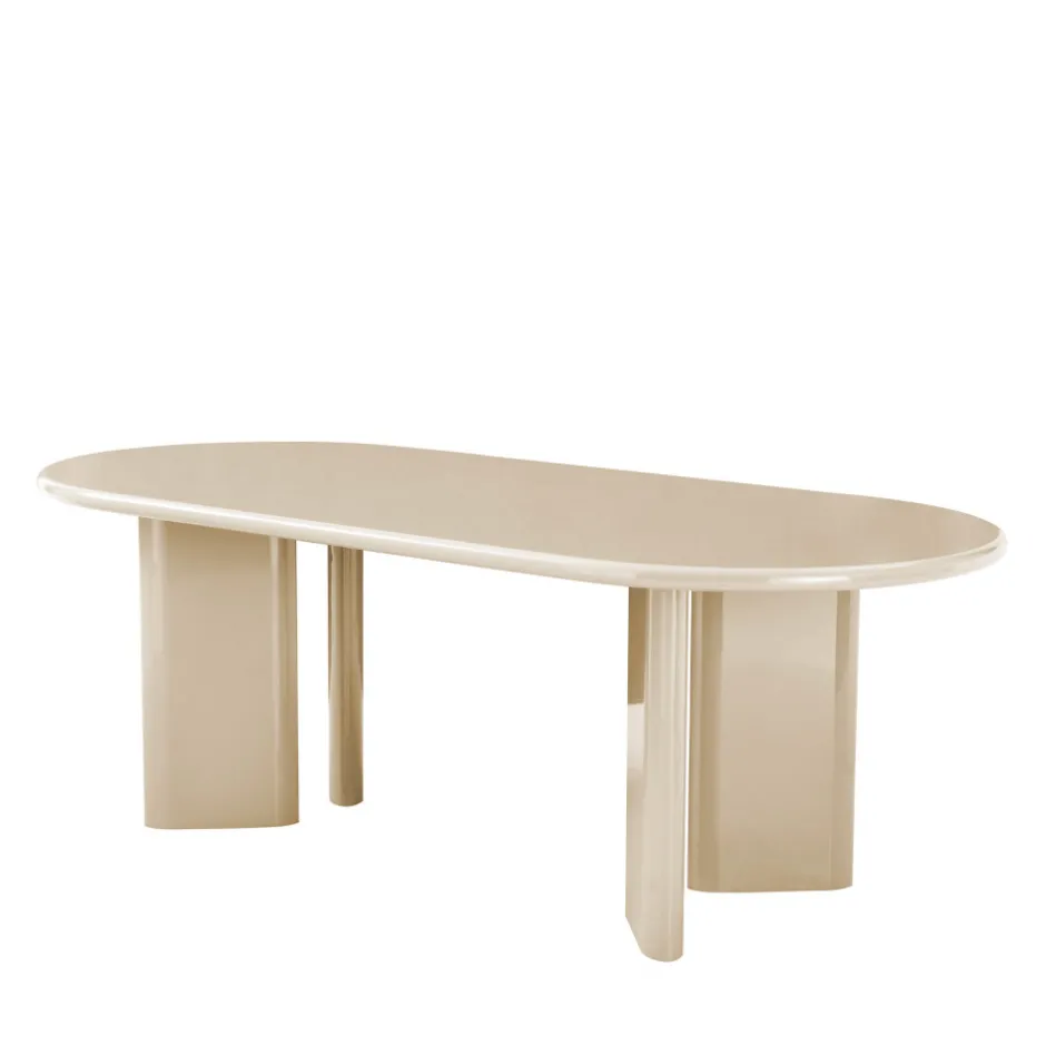 Outlet Drawer GLOSSI Table à manger 6 personnes ovale en bois laqué