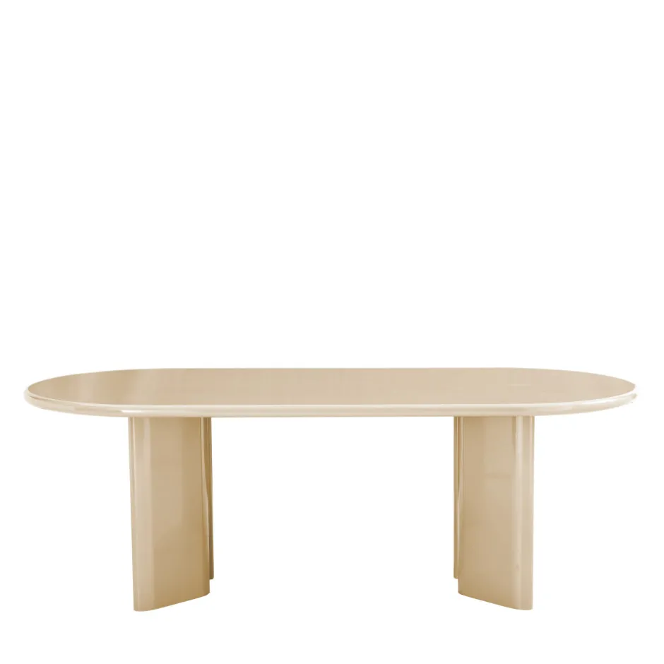 Outlet Drawer GLOSSI Table à manger 6 personnes ovale en bois laqué